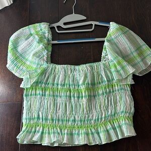 Zara Blue and green ruffle top